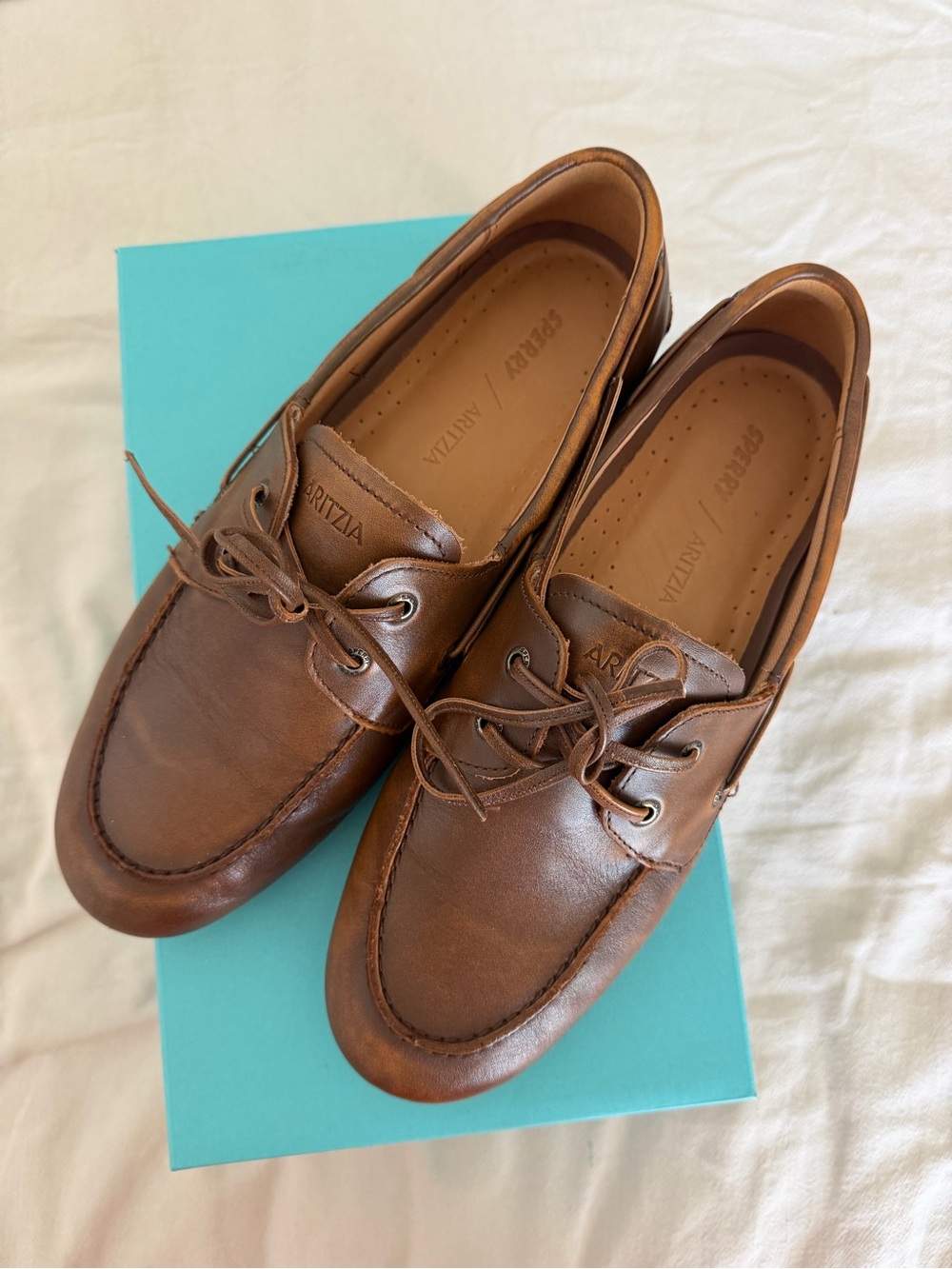 Aritzia Sperry Brown Leather Lace-Up Boat Shoes for Men